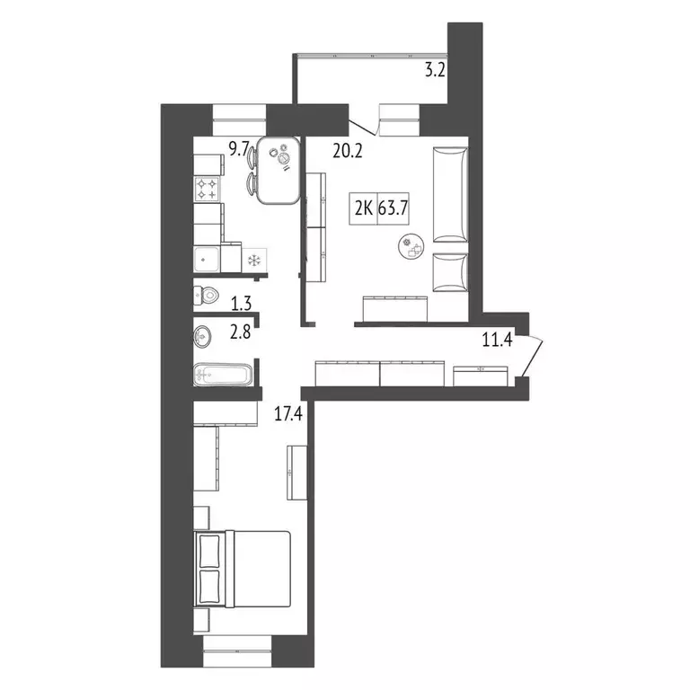 Продаётся 2-к квартира, 63.7 м - Фото 0
