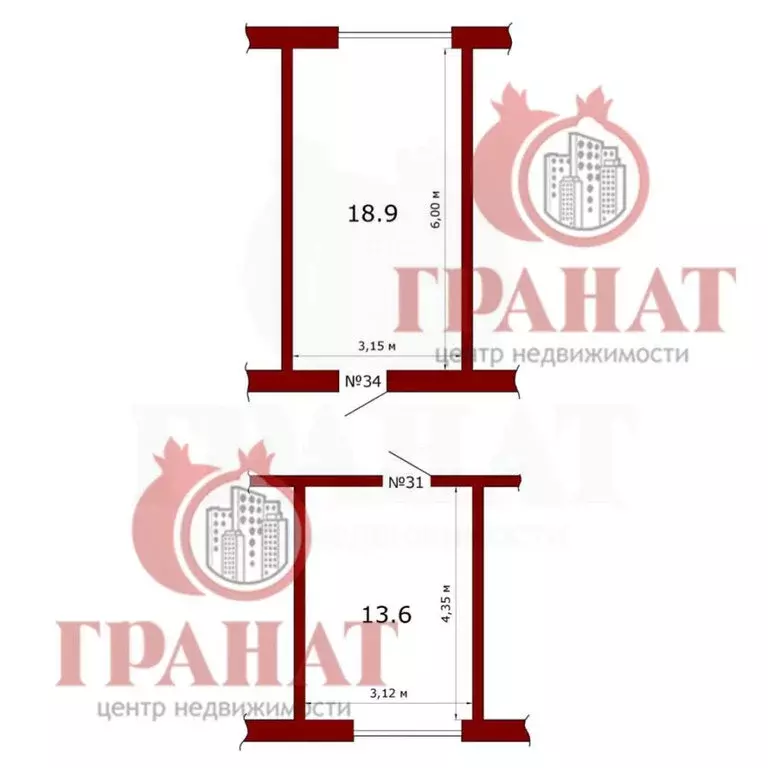 1к в -комнатной квартире (13.6 м) - Фото 1