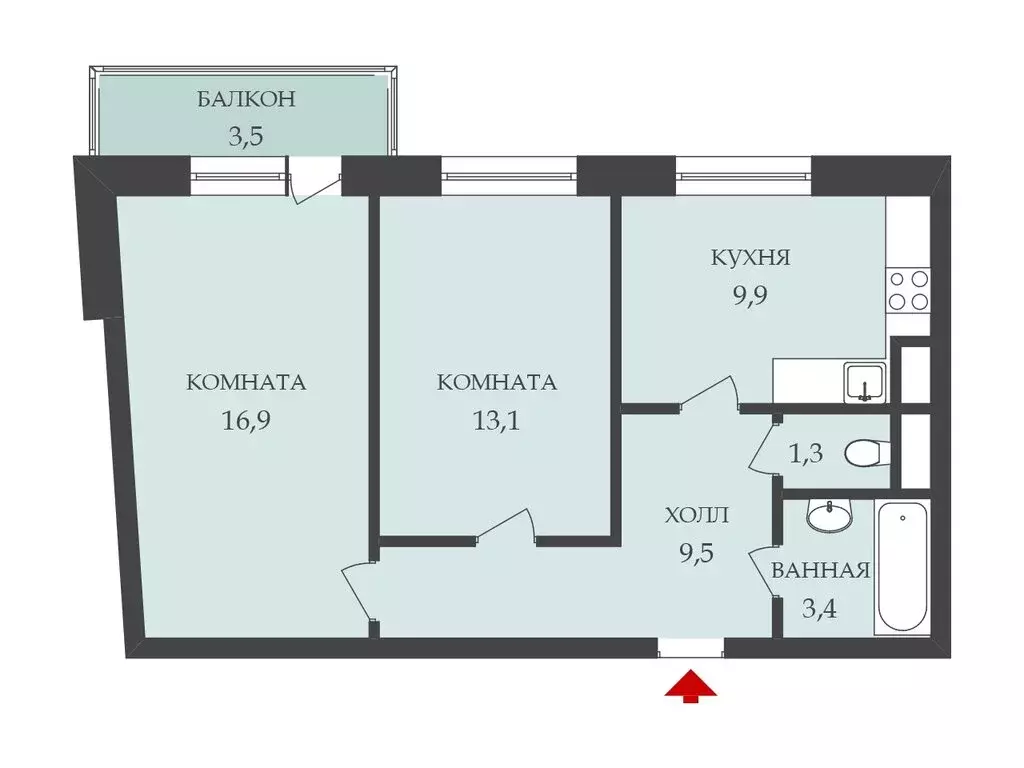 2-комнатная квартира: Санкт-Петербург, проспект Космонавтов, 65к2 ... - Фото 1