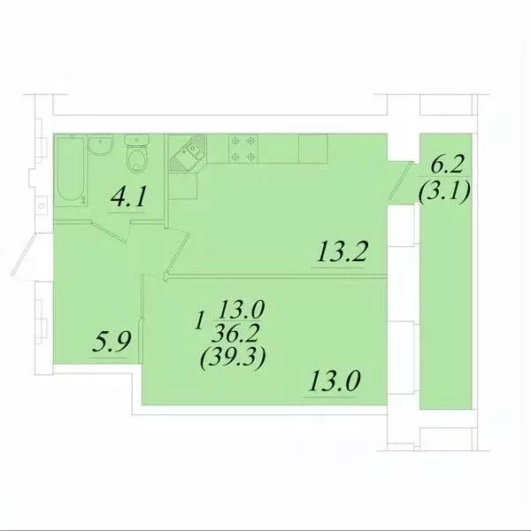 1-к кв. Вологодская область, Вологда Новгородская ул., 34к1 (39.3 м) - Фото 0