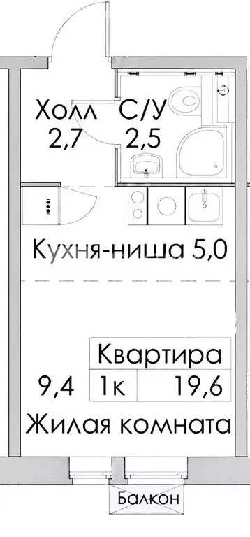 Квартира-студия: Москва, Амурская улица, 2Ак2 (19.6 м) - Фото 1