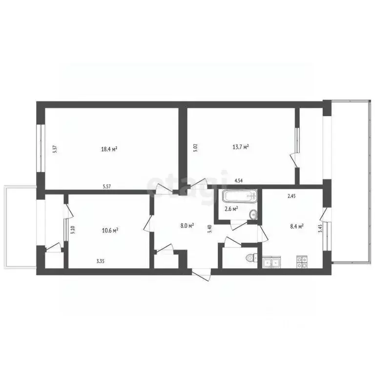 3-к кв. Крым, Бахчисарай ул. Макаренко, 8 (70.5 м) - Фото 1