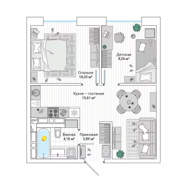 2-к кв. Приморский край, Владивосток ул. Нейбута (42.2 м) - Фото 1