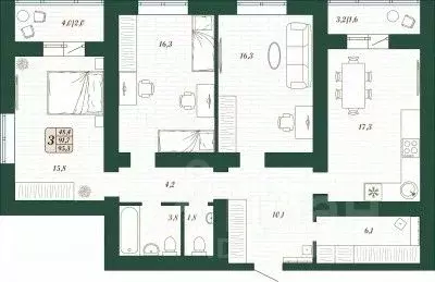 3-к кв. Самарская область, Волжский район, Смышляевка городское ... - Фото 1