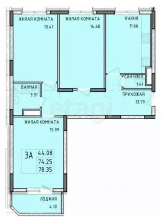 3-к кв. Тульская область, Тула Рязанская ул., 19 (75.1 м) - Фото 2