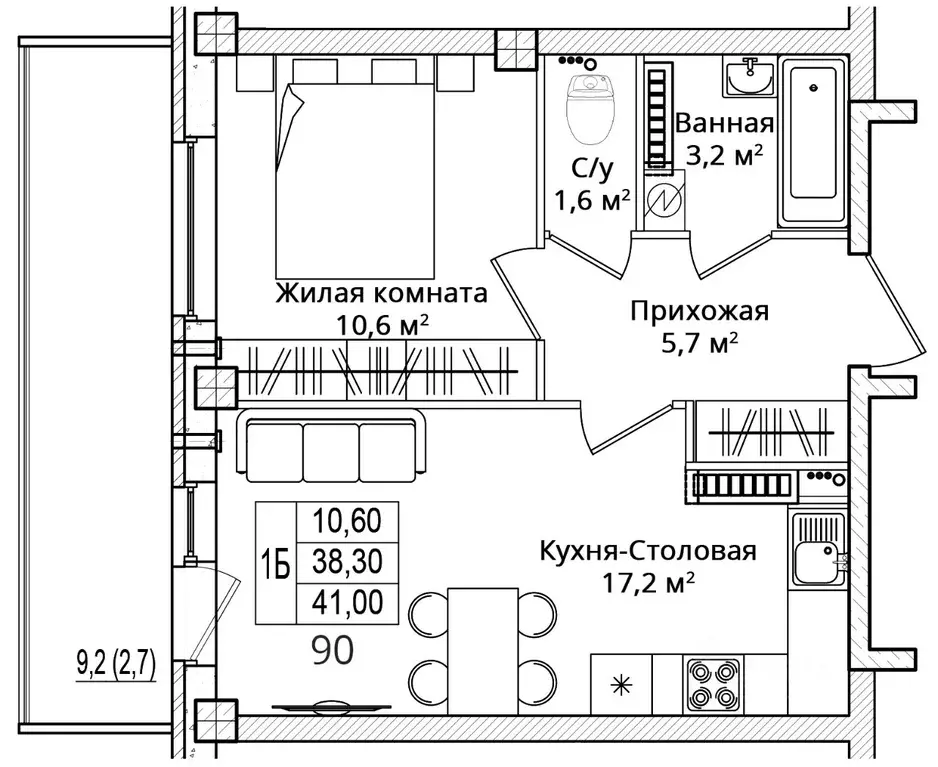 1-к кв. Псковская область, Псковский район, Завеличенская волость, д. ... - Фото 1