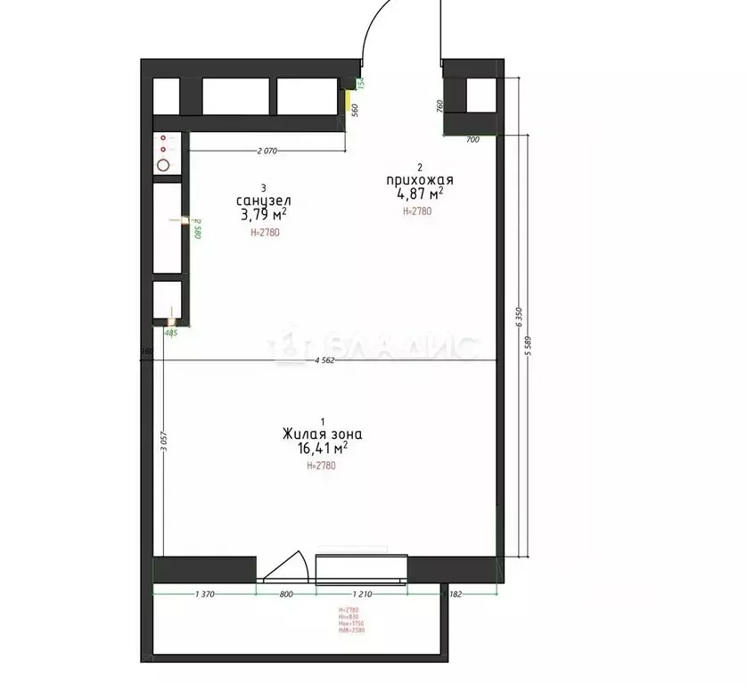 1-к кв. Пензенская область, Пенза ул. Стасова, 2А (28.0 м) - Фото 2
