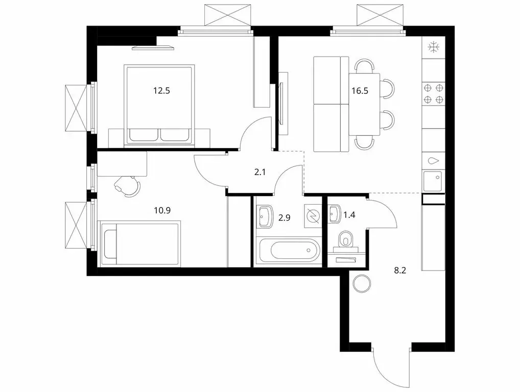 2-комнатная квартира: Мытищи, Ярославское шоссе, 120Бк4 (53.8 м) - Фото 1