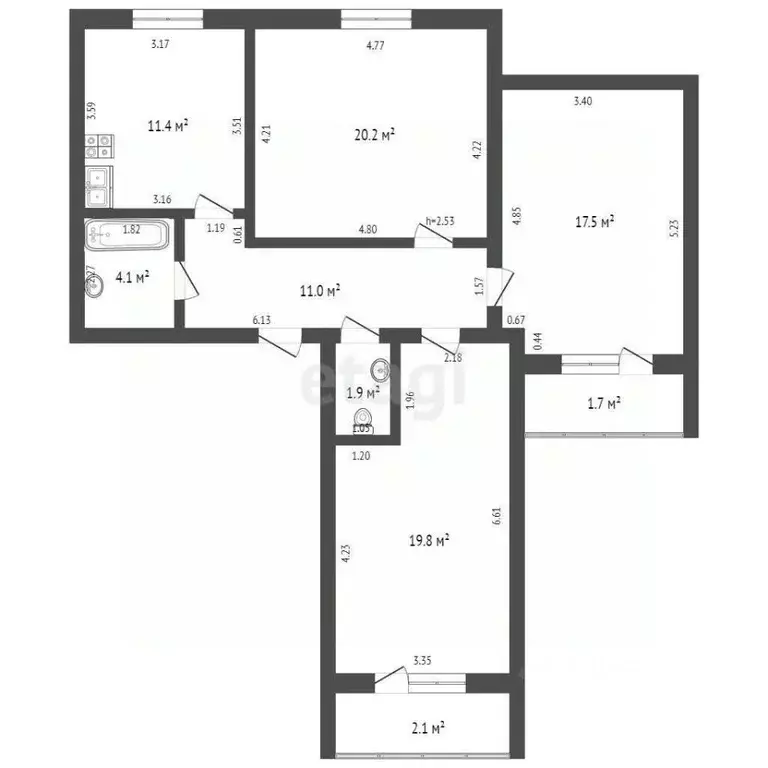 3-к кв. Мордовия, Саранск Севастопольская ул., 36 (85.6 м) - Фото 2