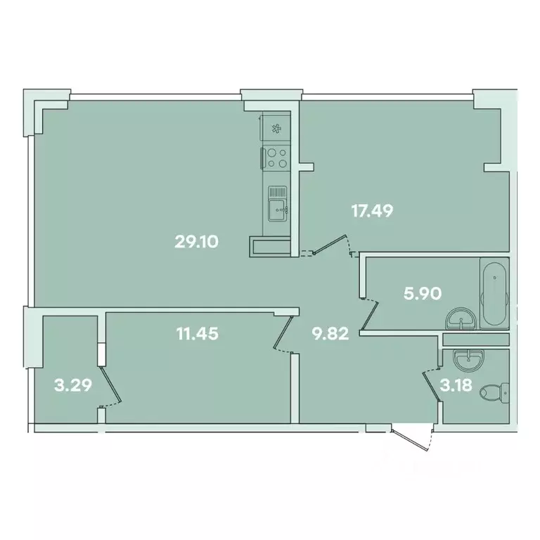 2-к кв. Иркутская область, Иркутск ул. Петрова, 16 (80.22 м) - Фото 1