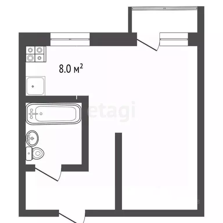 Студия Омская область, Омск Городок Нефтяников мкр, ул. 22 Апреля, 16 ... - Фото 2