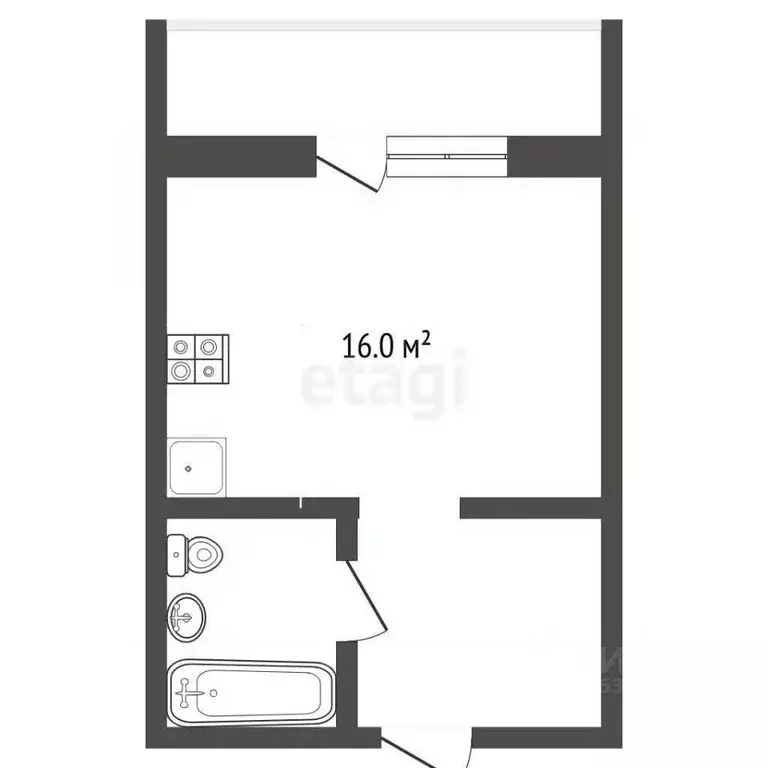 Студия Тюменская область, Тобольск 15-й мкр, 34 (25.6 м) - Фото 2