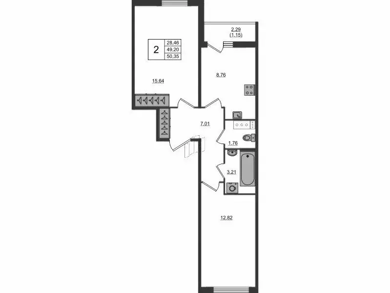 2-комнатная квартира: Мурино, Графская улица, 6к1 (50.35 м) - Фото 0