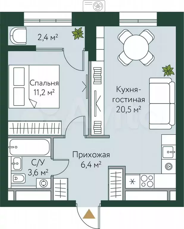 1-к. квартира, 44,1 м, 15/24 эт. - Фото 0
