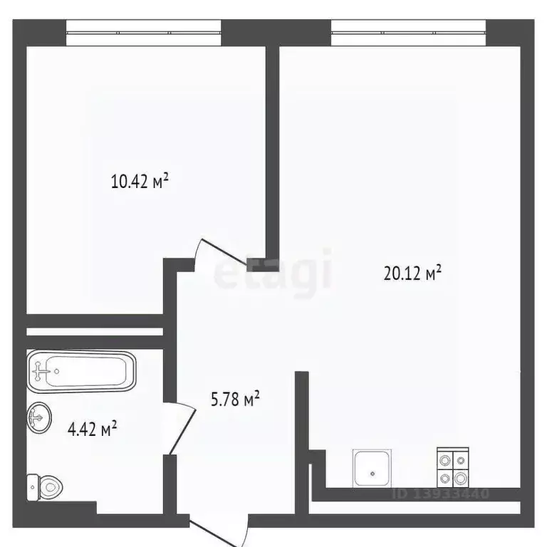 1-к кв. Тюменская область, Тюмень ул. Василия Малкова, 12 (40.5 м) - Фото 2