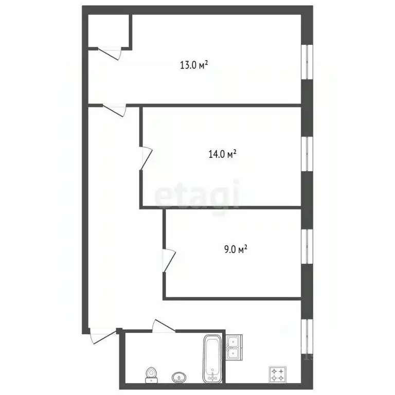 3-к кв. Санкт-Петербург ул. Матроса Железняка, 15 (57.0 м) - Фото 0