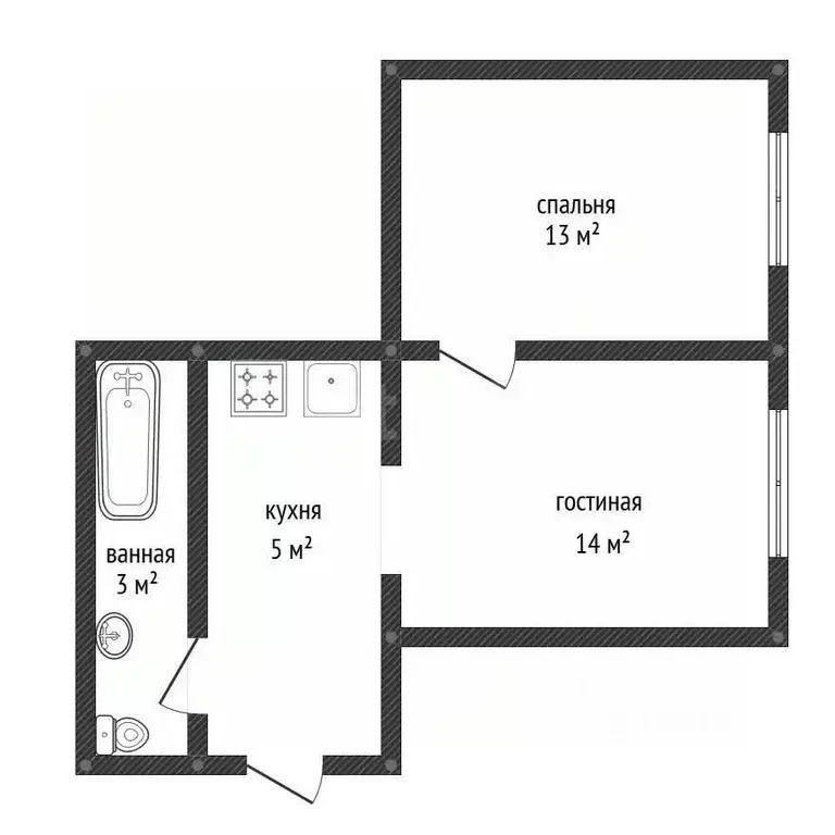 2-к кв. Башкортостан, Уфа ул. Даута Юлтыя, 3 (33.4 м) - Фото 2