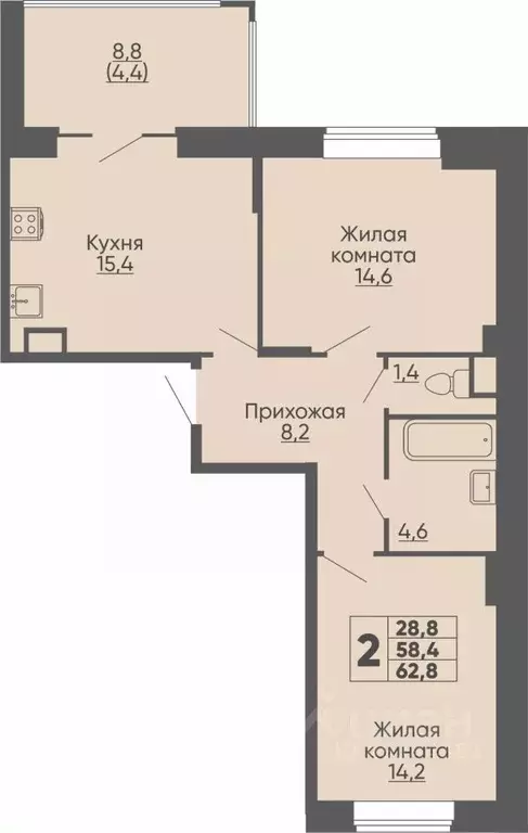 2-к кв. Чувашия, Чебоксары ул. Академика РАН Х.М. Миначева, поз11 ... - Фото 1