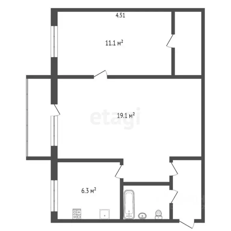 2-к кв. Калужская область, Калуга ул. Пухова, 43к2 (45.0 м) - Фото 2