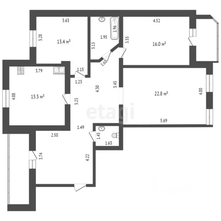 3-к кв. Тюменская область, Тюмень Комсомольская ул., 56 (103.8 м) - Фото 1