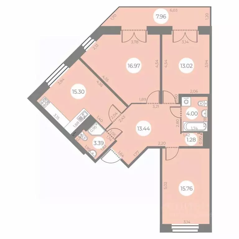 3-к кв. Санкт-Петербург ул. Маршала Захарова, 8 (85.55 м) - Фото 0