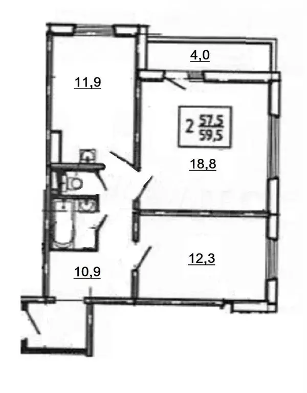 2-к. квартира, 60 м, 14/17 эт. - Фото 0