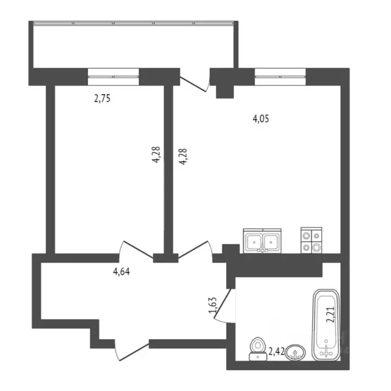 Студия Тюменская область, Тюменский муниципальный округ, д. Патрушева ... - Фото 1