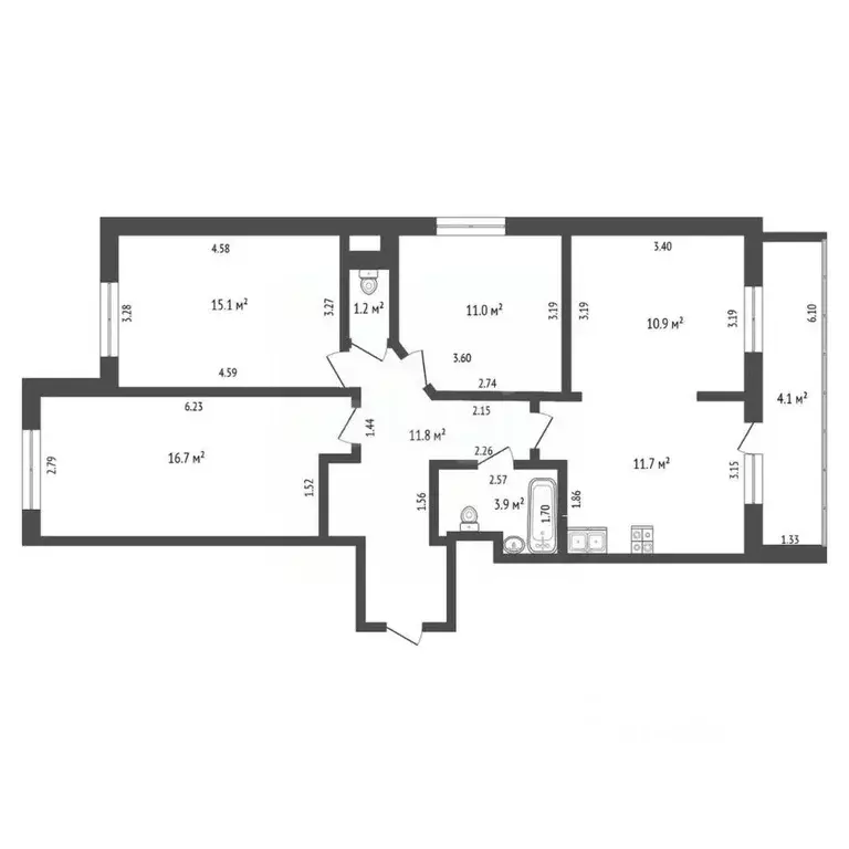 4-к кв. Башкортостан, Стерлитамак Набережная ул., 3/2 (82.3 м) - Фото 1