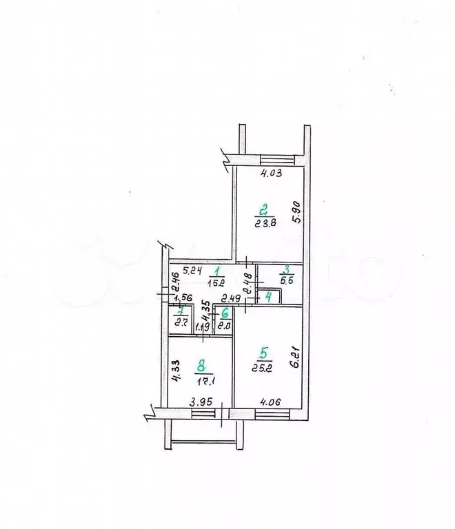 2-к. квартира, 95,3 м, 8/9 эт. - Фото 0