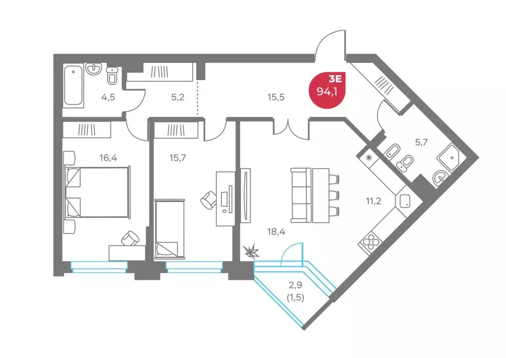 3-комнатная квартира: Пермь, Советская улица, 16А (94.1 м) - Фото 1