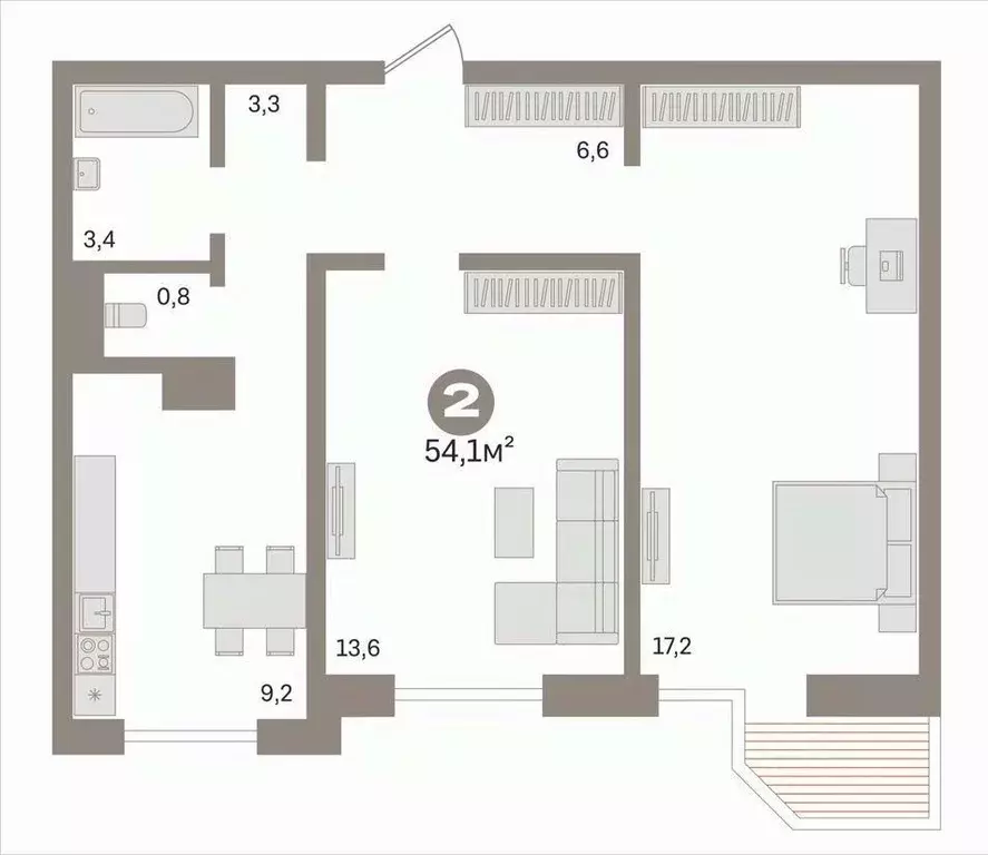 2-к кв. Московская область, Мытищи ул. Сукромка, 24 (54.1 м) - Фото 1