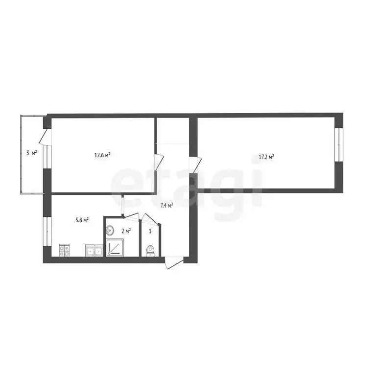 2-комнатная квартира: Саки, Советская улица, 23 (47.2 м) - Фото 2