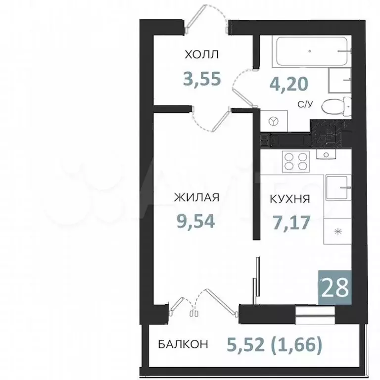 Квартира-студия, 26,1 м, 5/5 эт. - Фото 0