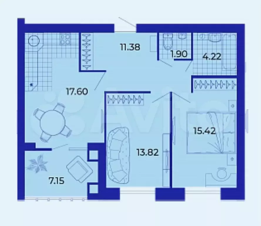 2-к. квартира, 72,1 м, 9/9 эт. - Фото 1