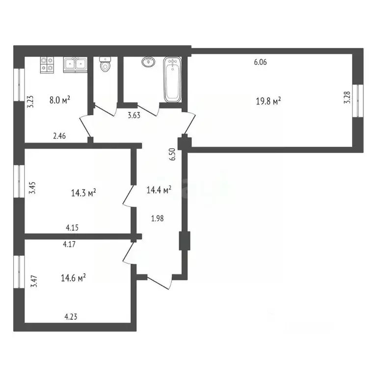 3-к кв. Москва Бойцовая ул., 29 (77.2 м) - Фото 1