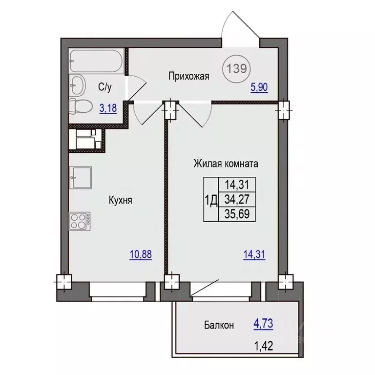 1-к кв. Псковская область, Псковский район, Завеличенская волость, д. ... - Фото 1