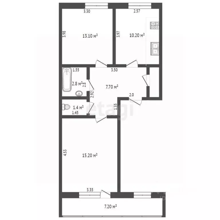 2-к кв. Костромская область, Нерехта ул. Кирова, 9 (51.3 м) - Фото 1