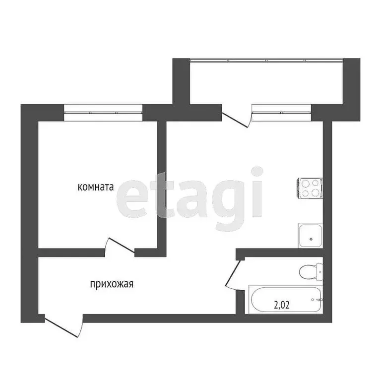 1-комнатная квартира: село Викулово, улица Свободы, 162 (29 м) - Фото 0