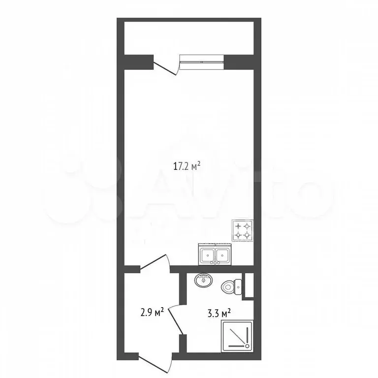 Квартира-студия, 23,4 м, 1/15 эт. - Фото 0