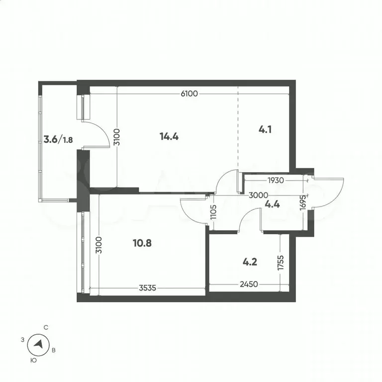1-к. квартира, 39,7 м, 3/9 эт. - Фото 1