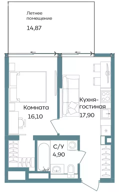 1-комнатная квартира: Республика Крым, Саки, курортный кластер Темпо ... - Фото 0