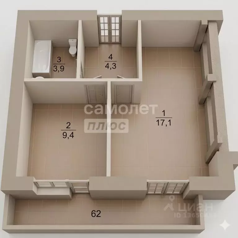 1-к кв. Ульяновская область, Ульяновск ул. Игошина, 8 (34.7 м) - Фото 1