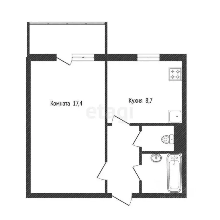 1-к кв. Белгородская область, Белгород бул. Юности, 45 (39.0 м) - Фото 2
