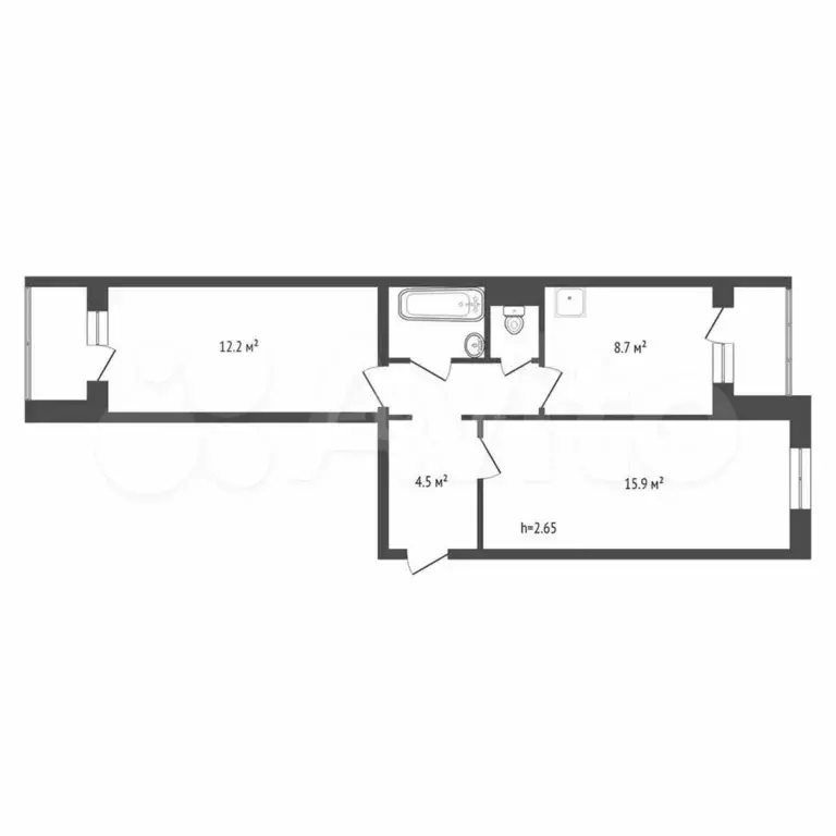 2-к. квартира, 49 м, 8/10 эт. - Фото 0