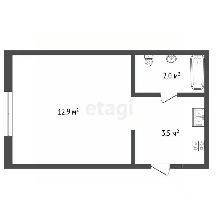 Студия Ульяновская область, Ульяновск ул. Гафурова, 16 (18.4 м) - Фото 2
