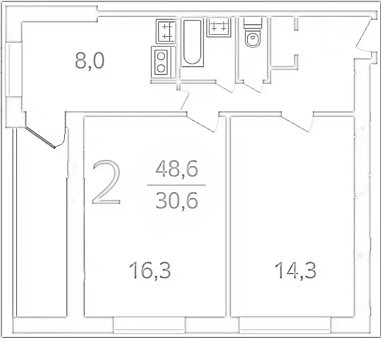 Продаётся 2-к квартира, 48.7 м - Фото 1