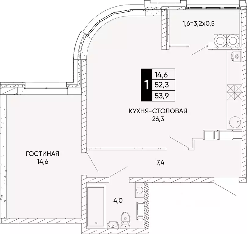 1-к кв. Ростовская область, Ростов-на-Дону Левобережье жилой комплекс ... - Фото 0