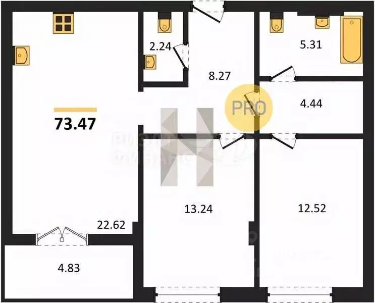 1-к кв. Калининградская область, Гурьевск Включи жилой комплекс (42.48 ... - Фото 1
