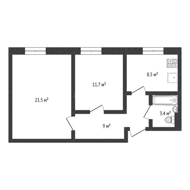 2-комнатная квартира: Культура, Весенняя улица, 13 (54.1 м) - Фото 1