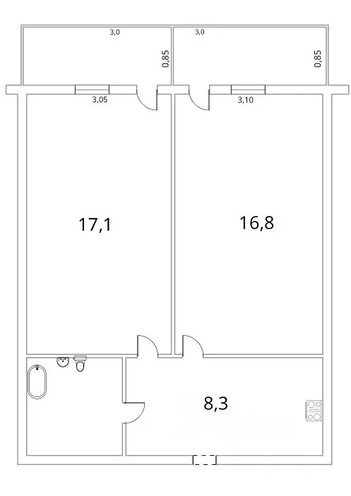 2-к кв. Омская область, Омск ул. Дианова, 31А (46.0 м) - Фото 1